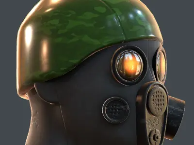 Gas mask helmet 3d model scifi Low-poly  Low-poly 3D model