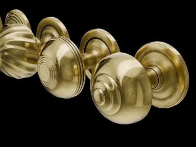 8 Golden door handles 3D model