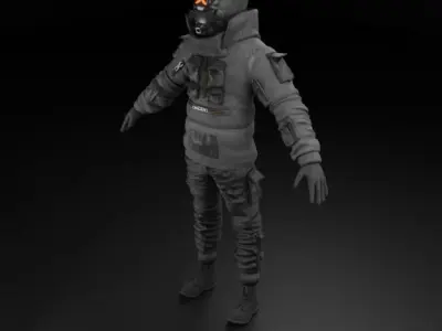 Cyber Tech Wear Character - Futuristic Cyberpunk 3D Model Low-poly 3D model