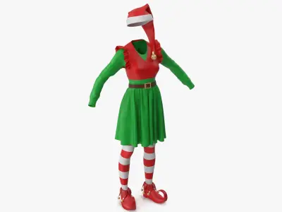  Christmas Elf Costume with Bells Female 