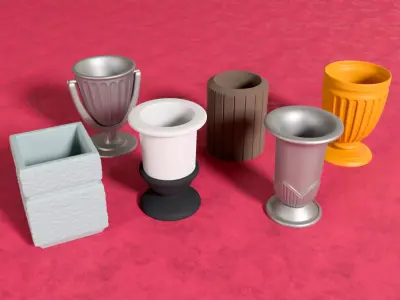 Street trash containers set 3D print model