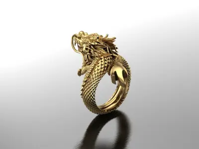 Dragon Ring Jewelry Light Gold 3D model