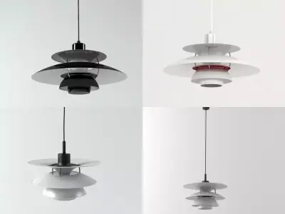 PH 5 different colored pendant lights hanging from ceiling 3D model
