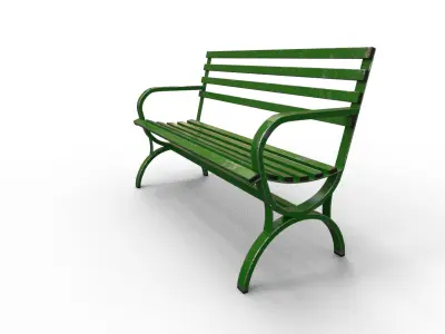 Old Street Bench Low-poly 3D model