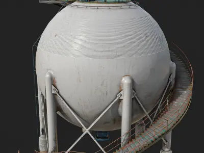 Large Round Oil Silos Low-poly 3D model