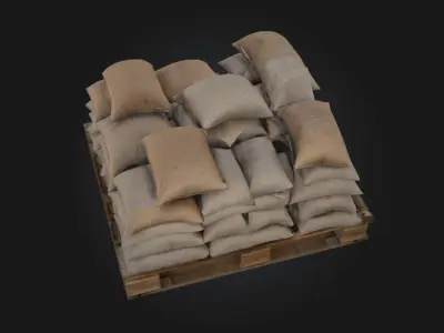 Sandbag Pallet  Tactical Readiness in Every Detail 3D model
