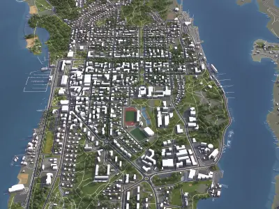 Mariehamn - 3D City Model Low-poly 3D model