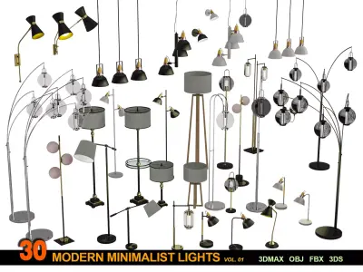 30 Modern minimalist Lights 3D model