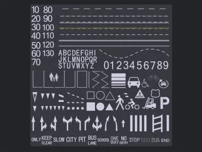 Procedural Road Markings for UE4 Low-poly 3D model
