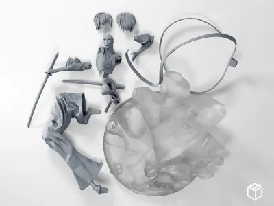 Bleach Rukia Figurine Statue Hollowed Presupported 3D Printable 3D print model