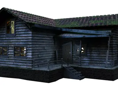 old abandoned video game ready house Low-poly 3D model