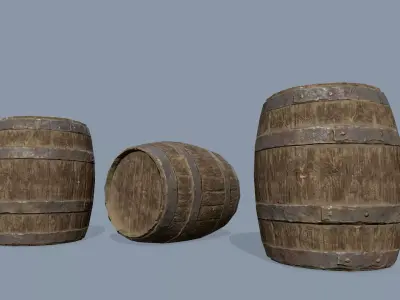 Wooden Barrel Low-poly 3D model