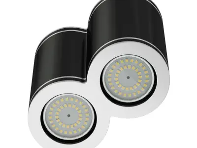 Double Black Cylindrical Light 3D Model 3D model