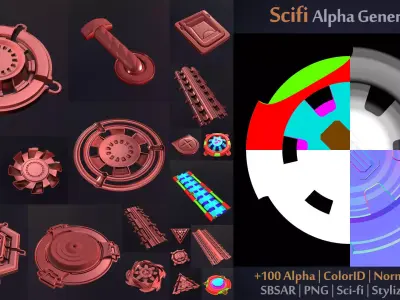 Unique Scifi Alpha Generator - SBSAR - 100 Ready output 3D model