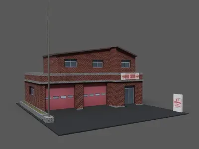 Cartoon Firestation  Low-poly 3D model