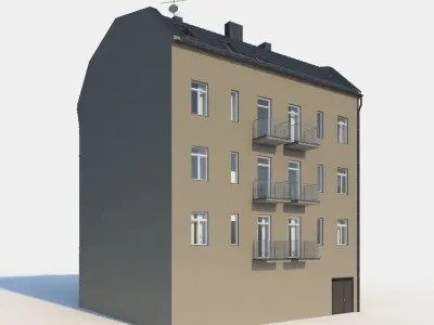 Residential City Building - Row - 16 - Storefront with Stucco 3D model