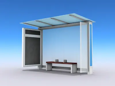 Bus Shelter Low-poly 3D model