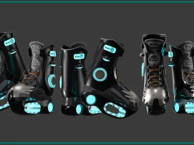 female SCI-FI shoess with texture and smart material 3D model