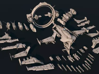 Spaceship 06 Modular Pack Low-poly 3D model