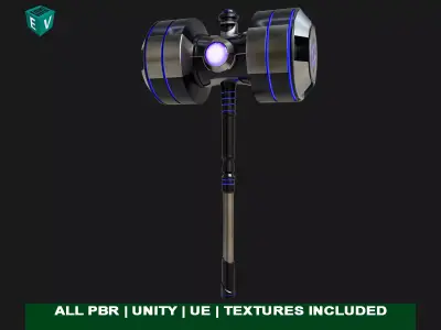 Sci-Fi Hammer 10 All PBR Unity UE Textures Included Low-poly 3D model