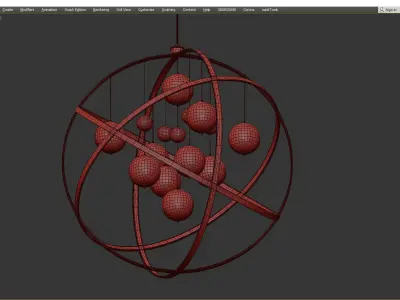  Atomic nucleus Chandelier Low-poly 3D model