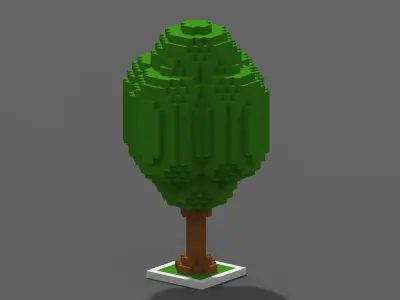 Tree Voxel - 5 Low-poly 3D model