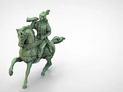 EQUESTRIAN STATUE Low-poly 3D model