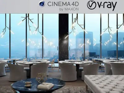 VRay - C4D scene files - Restaurant Interior 3D model