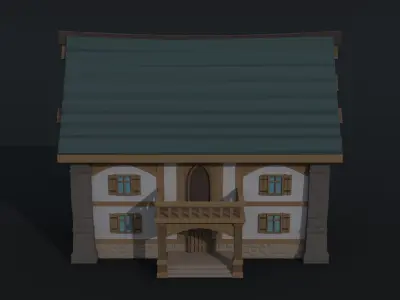 Cartoon medieval house 3 Polygonal Style Low-poly 3D model