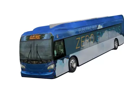 Electric bus New Flyer Xcelsior based low poly 3d model Low-poly 3D model