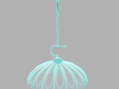 Chandelier pendant light with shade and gold chain 3D model
