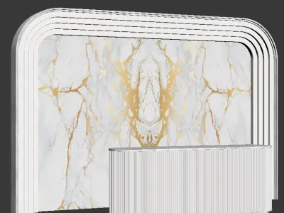Reception desk with marble and gold accents 3D model