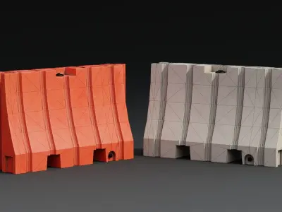 Water Filled Barricade Game-Ready Low-poly 3D model