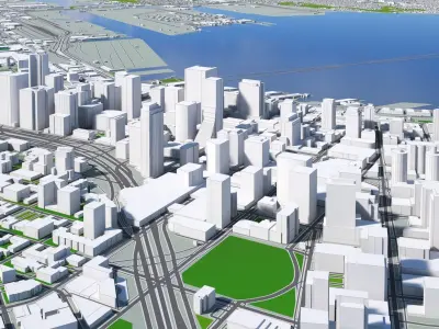 Seattle City  And Surroundings Washington Low Poly VR AR  Low-poly 3D model