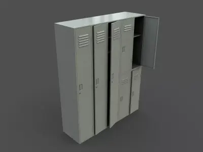 PBR School Gym Locker 07 - Pale Green Low-poly 3D model