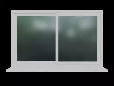Stylized Double Sliding Window with Openable Panels Low-poly 3D model