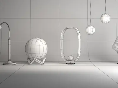 Set of Lamps Low-poly 3D model