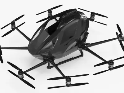  Futuristic Hovercraft-Style Air Vehicle Black Simplified 