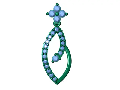 light Wight white gold diamond Earring-Nk-55ER 3D print model