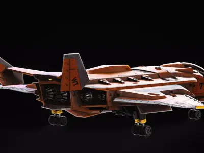 Jet Fighter - Space Aircraft 4K Textures  Low-poly 3D model