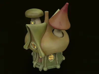Mushroom Fairy House Low-poly 3D model
