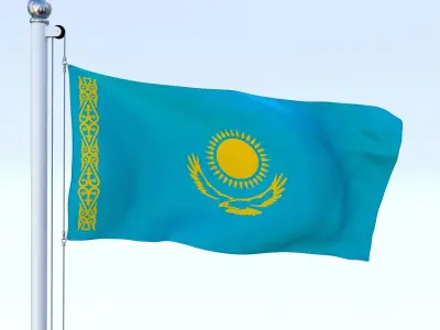 Animated Kazakhstan Flag Low-poly 3D model
