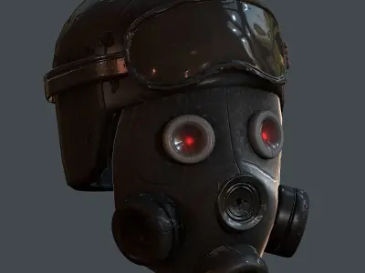 Gas mask helmet 3d model scifi Low-poly Low-poly 3D model Low-poly 3D model