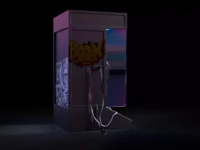 3D Cyberpunk Payphone Low-poly 3D model