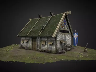 Viking Hut Low-poly 3D model