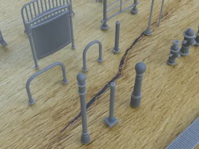 STREET ASSETS 1-35 FOR DIORAMA SUPPORTED STL 3D print model