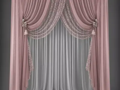 Curtain with drapes Low-poly 3D model shop