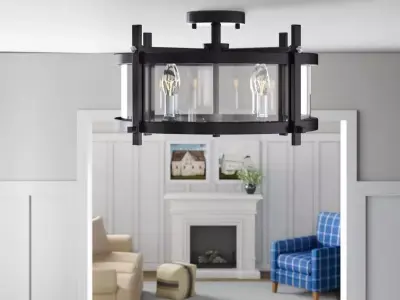 Maren Light Lantern Drum Semi Flush Mount 3D model