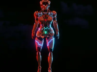 Futuristic Female Robot  3D model