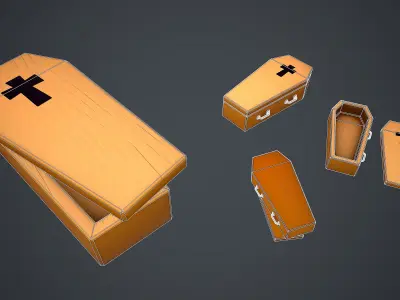 COFFIN PARTS CARTOON STYLIZED Low-poly 3D model